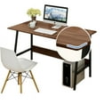 thumbnail image 2 of 47.2"x16.5"x28.3"/31.5"x14.6"x28.3" Simple Style Modern Computer Writing Desk, Home Office Teen Student PC Table with Metal Frame and Brown/White Wood Top, 2 of 8