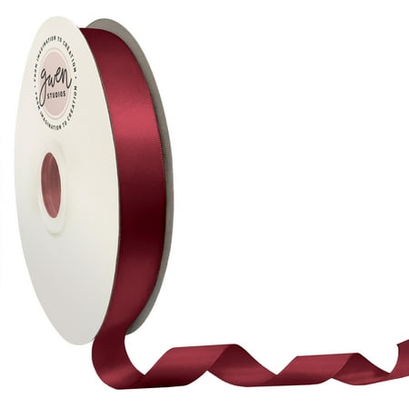 UPC: 0810056347611 | Burgundy Double Faced Satin Ribbon for Crafts  7/8  x 100 Yards by Gwen Studios