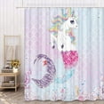 thumbnail image 2 of Funny Unicorn Shower Curtain for Kids, Mermaid Gradient Pink Little Girl Fabric Shower Curtain Sets with Hooks, Ocean Sea Animal Waterproof Bathtub Accessories ,70x70in, 2 of 4