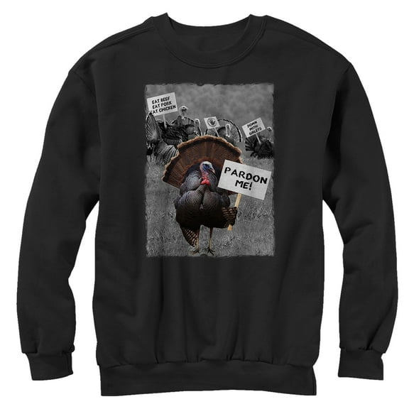 Men's Lost Gods Thanksgiving Turkey Pardon Me Sweatshirt Black Small