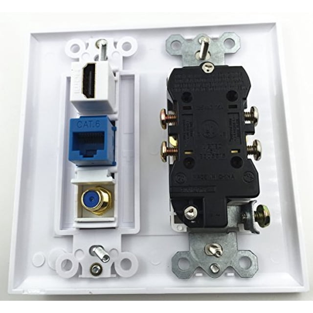 Toma de Corriente IBL-15A 1 Puerto HDMI 1 Ethernet Cat6 Placa de Pared Blanco