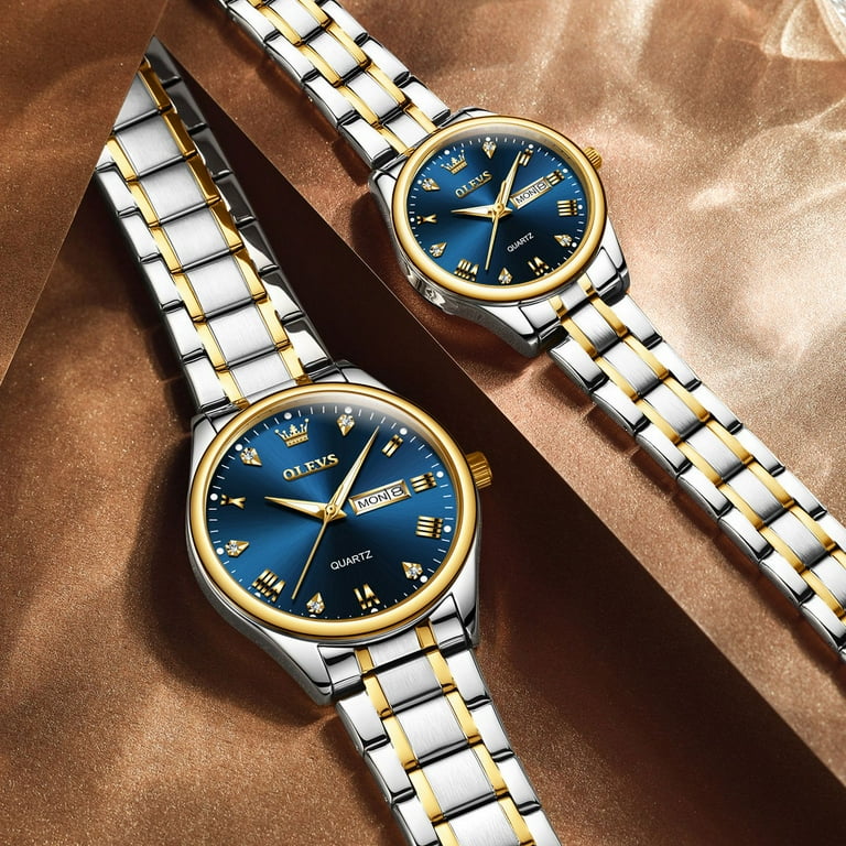 OLEVS Coppia di orologi da polso per lui e per lei, analogico, al