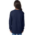 thumbnail image 3 of Hanes Kids' Garment Dyed Long Sleeve T-Shirt Navy XS, 3 of 8