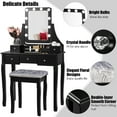 thumbnail image 6 of Costway Vanity Dressing Table Set w/ 10 Dimmable Bulbs Touch Switch Cushion Stool Black, 6 of 10