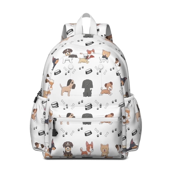 Cute Dogs Backpack for School,Cute School Bag,Schoolbag with Adjustable Shoulder Straps & Padded Back,13.4"x11"x4.7"