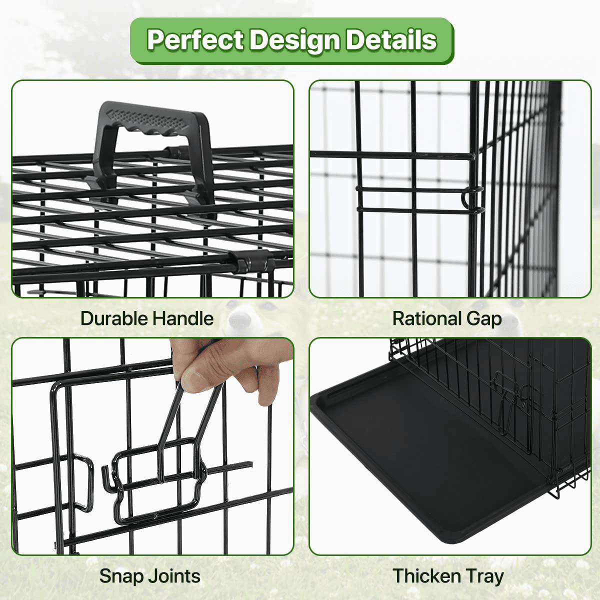Dkelincs 42" XL Foldable Dog Crate Metal Dog Cage Kennel with Double Door & Tray, Black