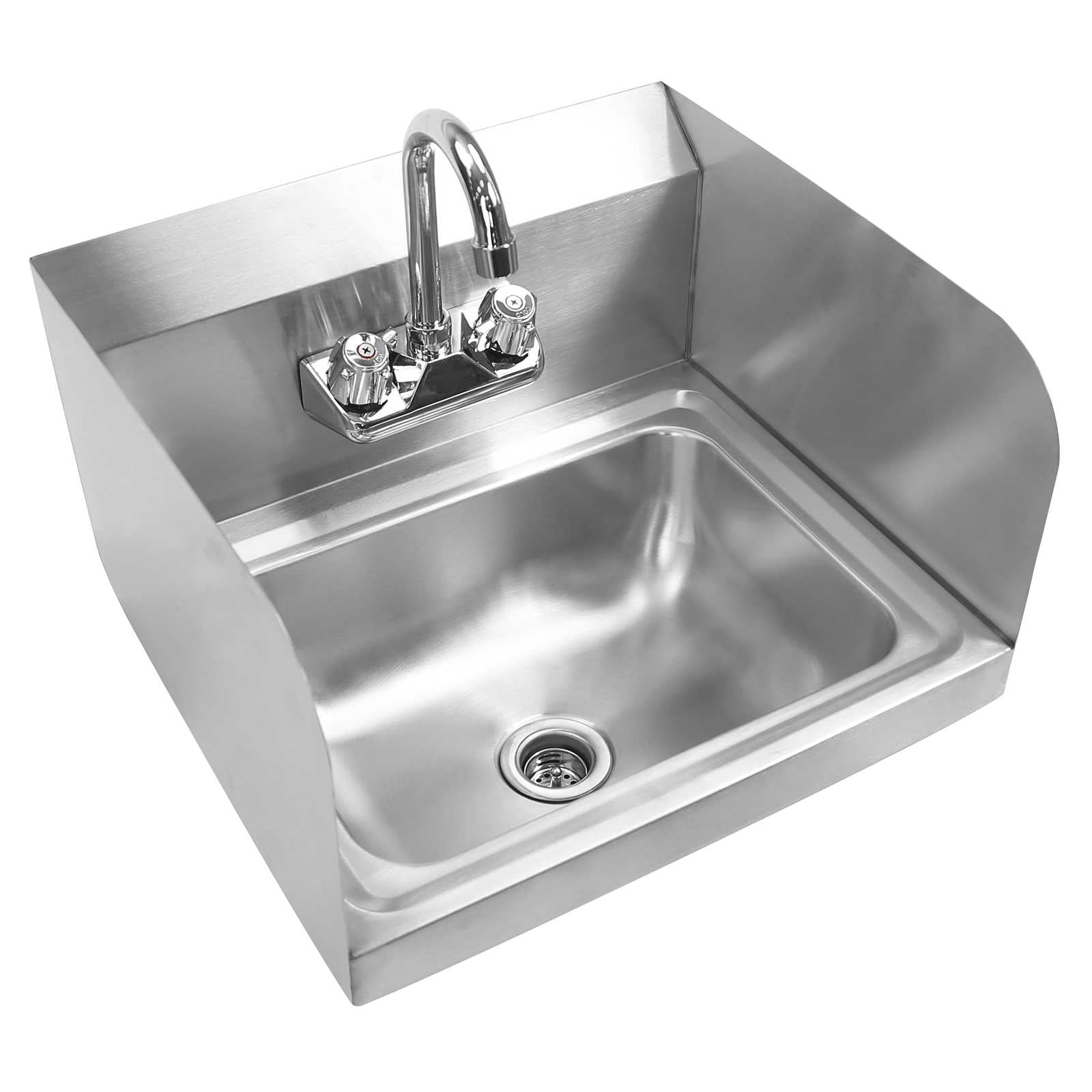 Gridmann Commercial Nsf Stainless Steel Sink With Faucet Sidesplashes Wall Mount Hand Washing Basin