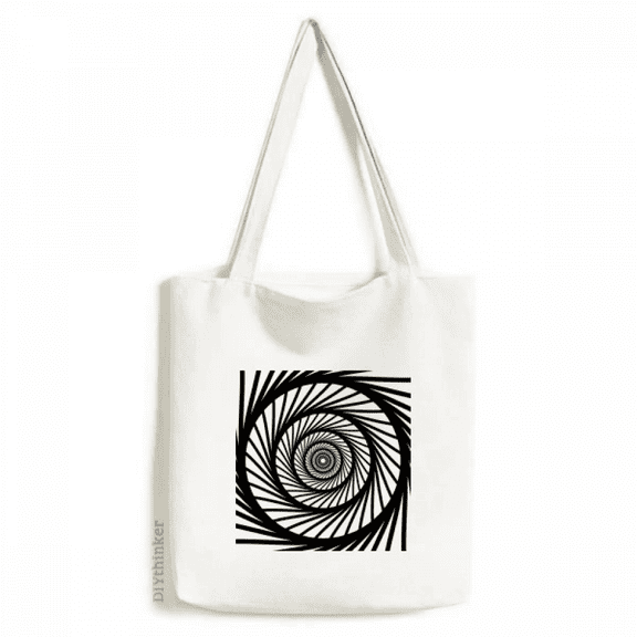 Illusion Line Repeat Circle Tote Canvas Bag Shopping Satchel Casual Handbag