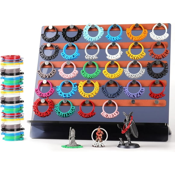 112 PCS Metal DND Condition Rings with Holder, DND Miniatures Status Rings in 28 Markers, Byhoo DND Condition Accessories Gifts for RPG Tabletop Games