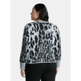thumbnail image 2 of Terra & Sky Women's Plus Animal Print Cardigan Sweater, Lightweight, Sizes 0X-5X, 2 of 2