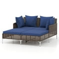 thumbnail image 2 of Costway Outdoor Patio Daybed PE Rattan Sunbed with Sponged-Filled Pillows and Cushions Navy, 2 of 10