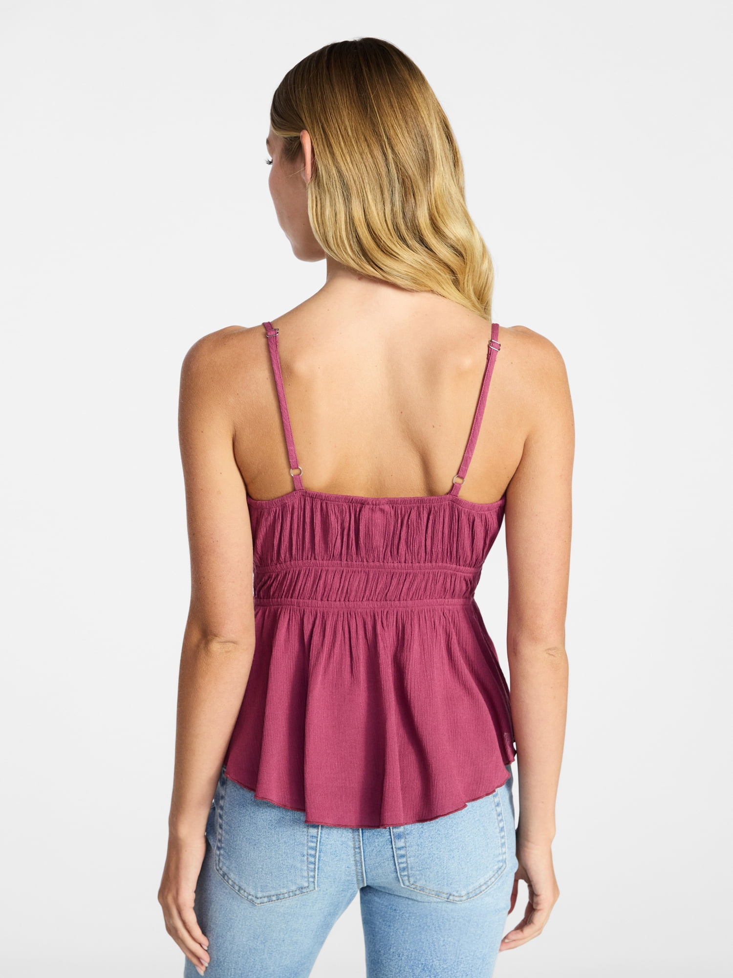 No Boundaries Eyelet Tie Front Cami, Women's XXS-XXL - Walmart.com
