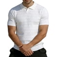 thumbnail image 5 of Men's Casual Short Sleeve Button Down Shirt, Knit Lapel Shirt With Breathable Fabric, Solid Color Regular Fit, Casual Daily Vacation Beach Wedding, Stylish Menswear | Zenithor,White L, 5 of 7