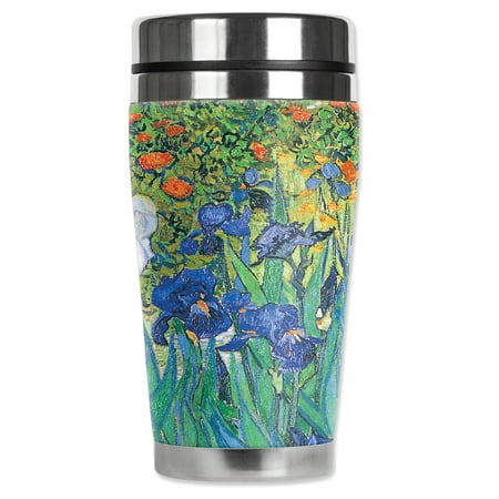 

Mugzie brand 20-Ounce MAX Stainless Steel Travel Mug with Insulated Wetsuit Cover - Van Gogh: Irises