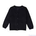 thumbnail image 2 of Fozruso Girls' Uniforms Cardigan Long Sleeve Knit Crew Neck Button Down School Kids Student Sweater,Black, 2 of 4