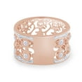 thumbnail image 4 of Round Cut White Cubic Zirconia Floral Wide Band Ring For Women In 14K Rose Gold Plated 925 Sterling Silver (Color: White, Clarity: VVS1-VVS2) -7, 4 of 6