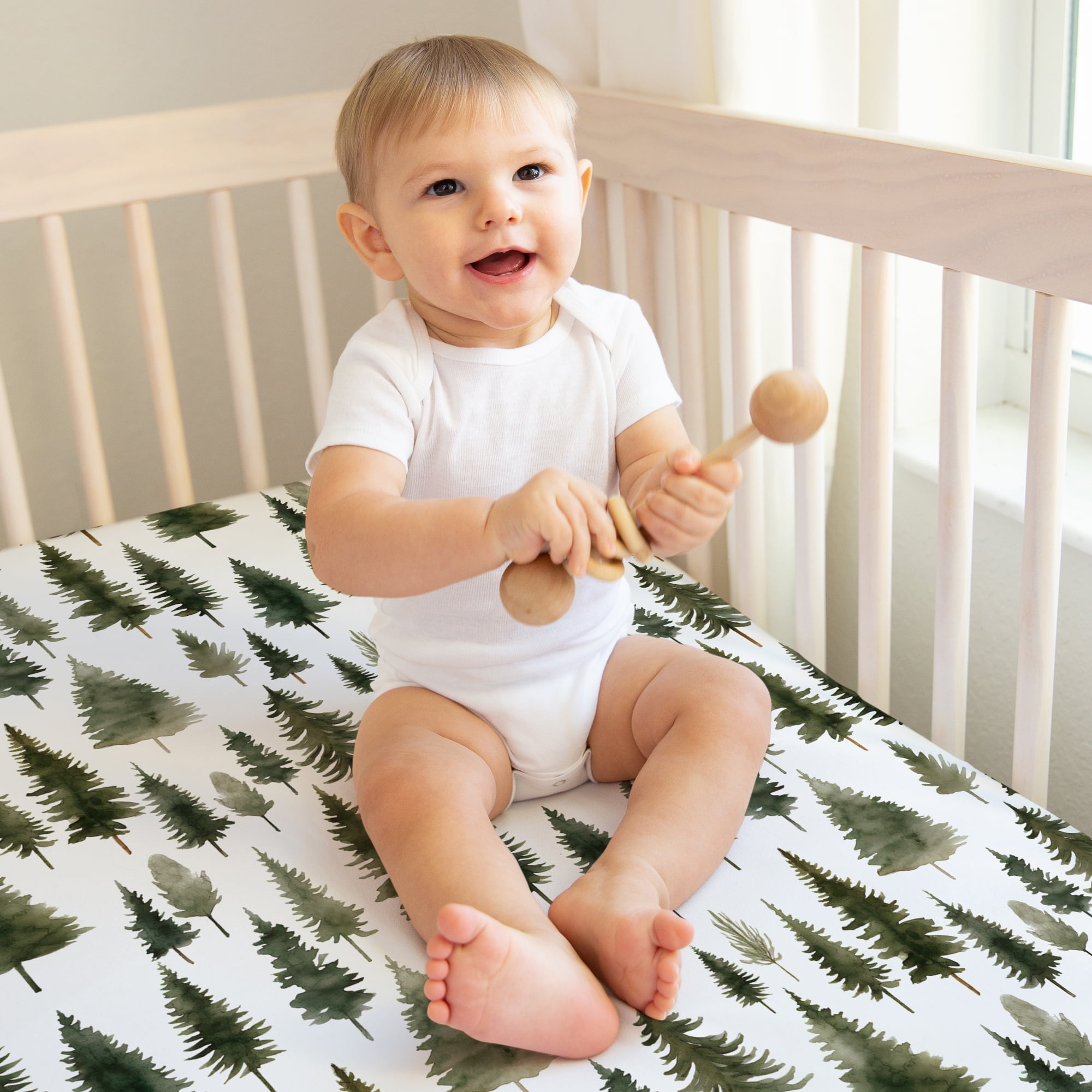 Sweet Jojo Designs Woodland Pine Tree Boy or Girl Gender Neutral Unisex Fitted Crib Sheets Set 2 Piece