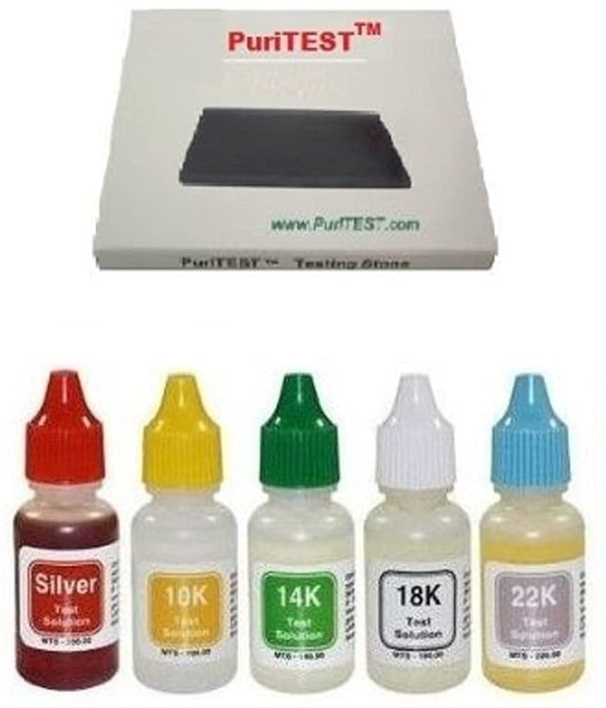 10K, 14K, 18K, 22K Gold and Silver Test Acid Deluxe Test Stone and