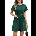 thumbnail image 2 of Vestidos Casuales de Mujer Verano 2025, Cuello Redondo, Volantes, Corta, Corte A, Holgados, con Bolsillos, Negro y Verde, Talla XL, 2 of 8