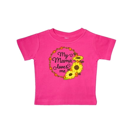 

Inktastic My Mama Loves Me with Sunflower Wreath Gift Baby Boy or Baby Girl T-Shirt