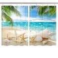 thumbnail image 2 of Beach Kitchen Curtains, Beach Starfish Kitchen Curtains, Tropical Beach Blue Sky Palm Tree Kitchen Curtains Summer Tropical Beach Kitchen Curtains Window Drape Treatment 2 Panels 27.5 x 39 Inch, 2 of 5