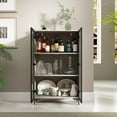 thumbnail image 4 of 3 Tier Glass Display Cabinet with Light  Storage Curio Cabinet with Pop-up Glass Doors  Collectors Figure Organizers Wine  Bookcase for Living Room/ Office/Dining Room  Rustic Grey, 4 of 7
