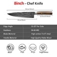 thumbnail image 2 of Kitchen Knife 8-inch Chef Knife Damascus Laser Razor Sharp Blade Wooden Handle with Giftcase, 2 of 7