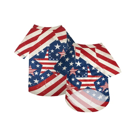 Dog Sports Shirt Lightweight Pet Clothing with American Flag Pattern for Small Medium Dogs M Size Navy Blue - Pet Casual Shirt Breathable Pet Apparel for Daily Wear Outdoor Activities Parties