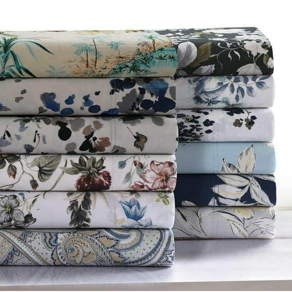 Tribeca Living VERN4PSSFUCG Extra Deep Pocket Sheet Set, Full, Vernazza Charcoal/Multi