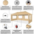 thumbnail image 2 of 10' x 20' Pop up Canopy Instant Heavy Duty Tent Outdoor Market Canopy with 6 Removable Sidewalls and Carry Bag, Khaki, 2 of 12