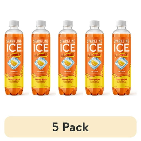 (5 pack) Sparkling Ice Starburst Orange Zero Sugar Flavored Water with Vitamins, Low Calorie, 17 fl oz Bottle
