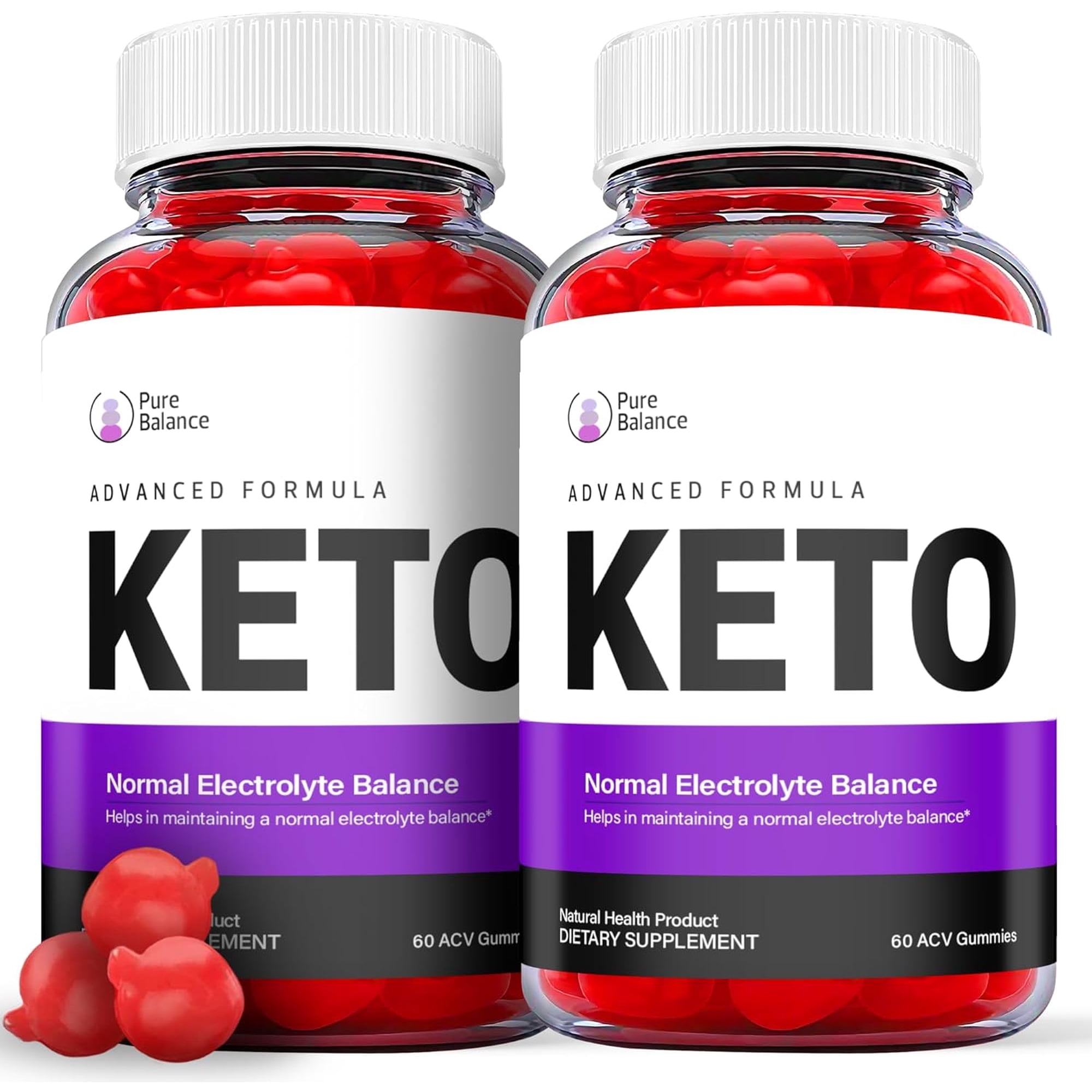 (2 Pack) Pure Balance Keto ACV Gummies - Apple Cider Vinegar Supplement for Weight Loss - Energy & Focus Boosting Dietary Supplements for Weight Management & Metabolism - Fat Burn - 120 Gummies