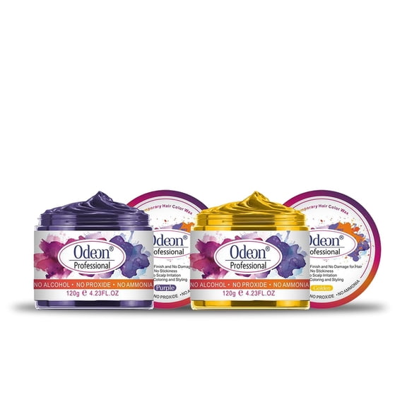 Odeon Hair Color Wax Purple & Golden 2-Pack 4.23oz Temporary Washable Hair Color Wax