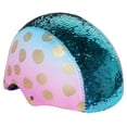thumbnail image 3 of LittleMissMatched Gold Dots Magic Sequin Multi-Sport Youth Helmet, Pink/Blue, 3 of 6
