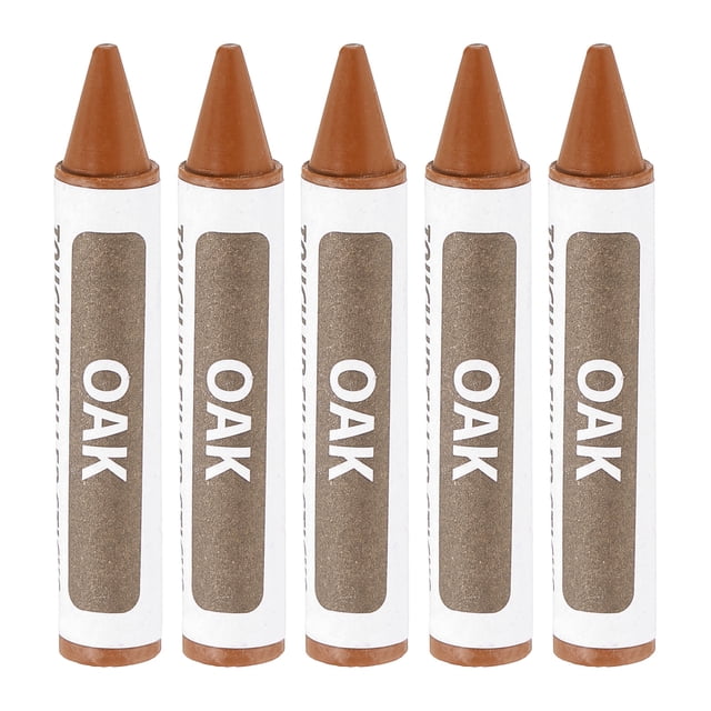 Marcadores de reparación de muebles Uxcell, paquete de 5, varillas de cera para madera de roble, crayones para retoques para rasguños, pisos de madera, mesas
