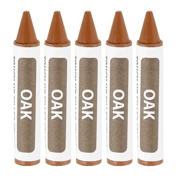 Uxcell Furniture Repair Wood Markers, 5 Pack Oak Wood Wax Filler Sticks, Touch Up Pen Crayons for Scratches, Wood Floors, Tables