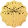 thumbnail image 1 of Pegatinas de libélula doradas de 2", 100 unidades, sellos de certificado redondos con relieve dorado, 1 of 7