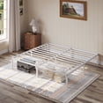 thumbnail image 2 of Einfach King Bed Frame, 12'' Metal Platform Bed with Ample Under-Bed Storage Space, Heavy Duty, No Box Spring Needed, White, 2 of 11