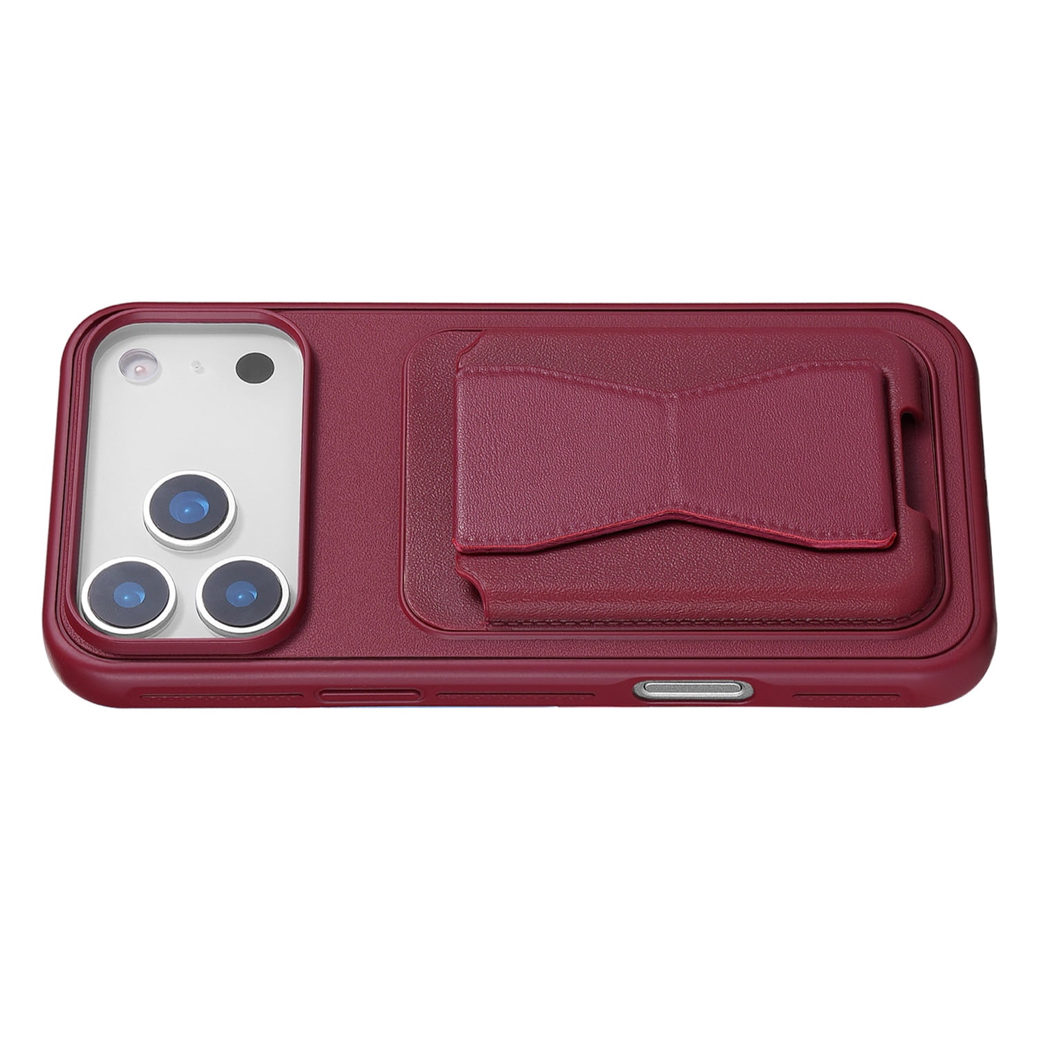 Magnetic Leather Card Case with Stand for iPhone 17 Pro Max - Red