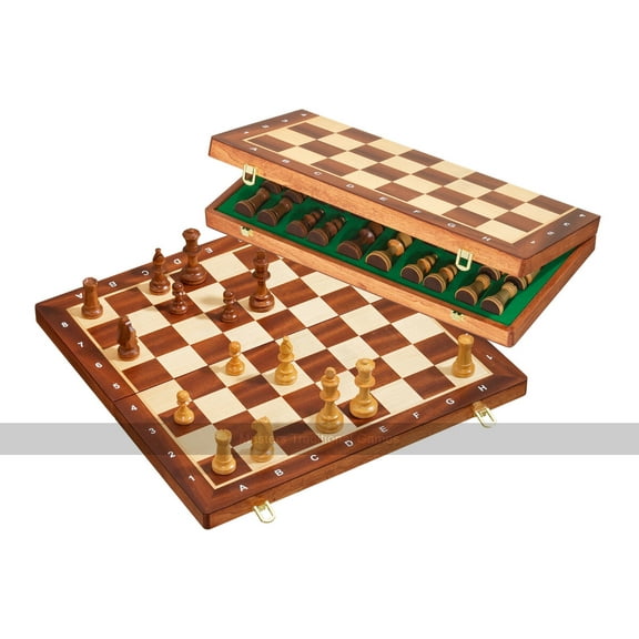 Philos Deluxe Wooden Chess Set with Folding Board and Pieces (475mm Board, 90mm King)