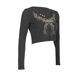 thumbnail image 4 of Txlixc Pull - top de manga larga de cuello V negro, S / M / L Txlixc moda, 4 of 9