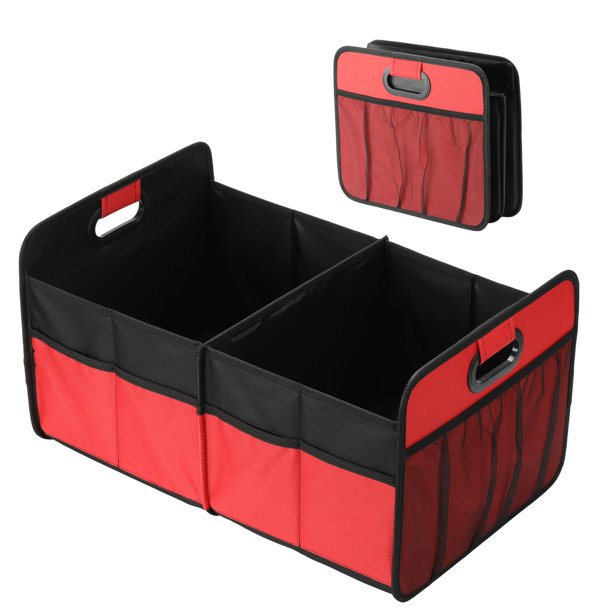 Organizador para maletero de coche, sencillo, de lujo, impermeable, rojo, 2 compartimentos
