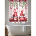 thumbnail image 5 of Red Gnomes Sheer Curtains 63 Inch Length 2 Panels Set Window Treatments, Valentine Roses Love Leaves Pink Plaid Rod Pocket Semi Curtains for Living Room/Bedroom/Kitchen Décor, 104"W x 63"L, 5 of 7