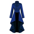 thumbnail image 2 of Leodye Robe Médiévale à la Mode et Confortable pour Femmes, Queue-de-Pie, Ourlet Irrégulier, Haut long Rétro Bleu 10(TG), 2 of 5