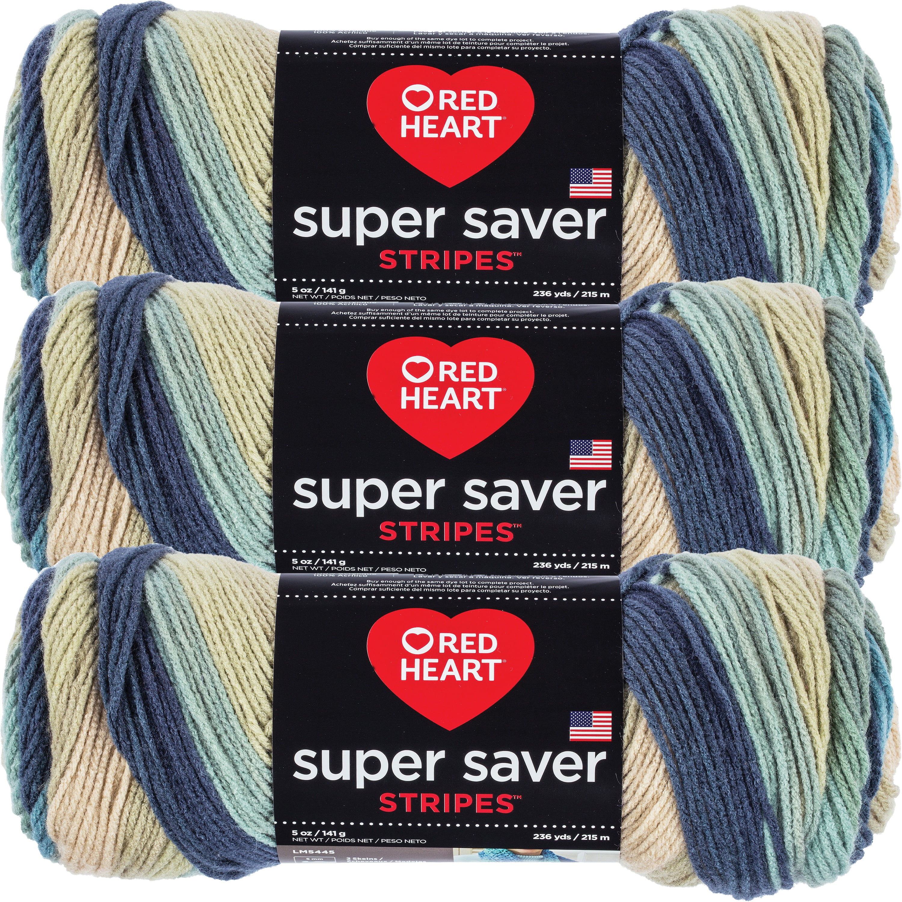 Red Heart Super Saver Yarn-Sutherland Stripe, Multipack Of 3