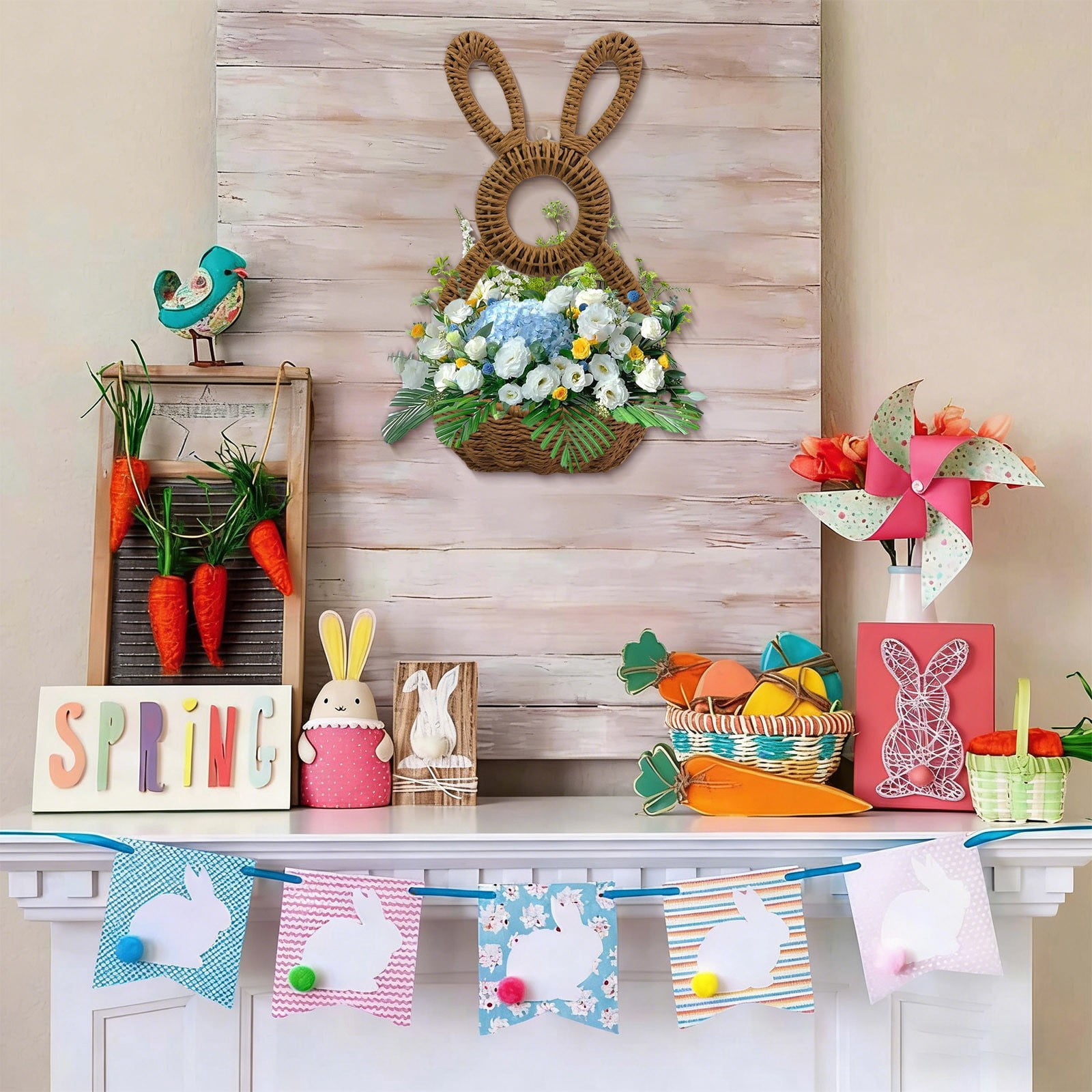Stijggn Easter Baskets Easter Decor Ba*by Gift Baskets, Egg Buckets Gifts Tote Bags Egg Hunt Basket for K*ids, B*oys, G*irls, Tod*dler, Ba*bies, In*fant