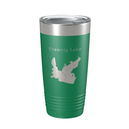 

Victor Braunig Lake Map Tumbler Travel Mug Insulated Laser Engraved Coffee Cup Texas 20 oz Green