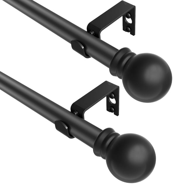 Barras de cortina Brunttype negras, 2 paquetes de 80 a 120 cm, acero inoxidable