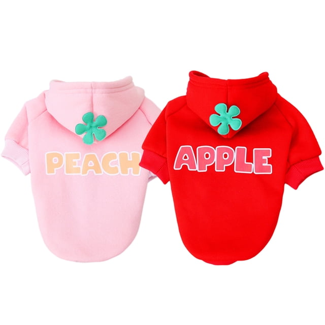 2 piezas de sudaderas con capucha de invierno para perros, ropa cálida para perros pequeños, abrigo para cachorros y gatos (rosa + rojo)