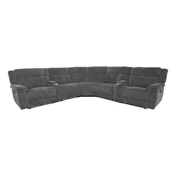 Pemberly Row Bristol Grey 7PC Power Adj. Headrests Reclining Sectional